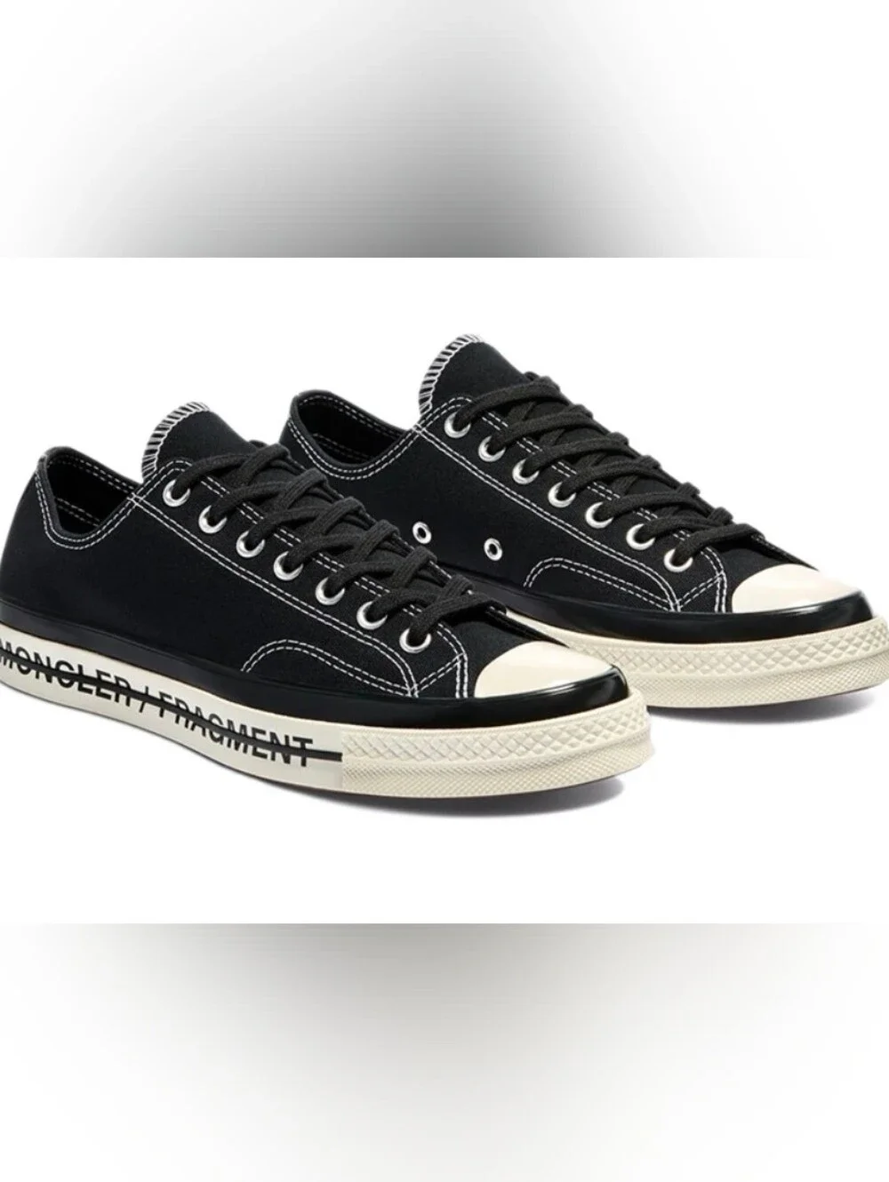 Moncler Black & White Low-Top Canvas Sneakers